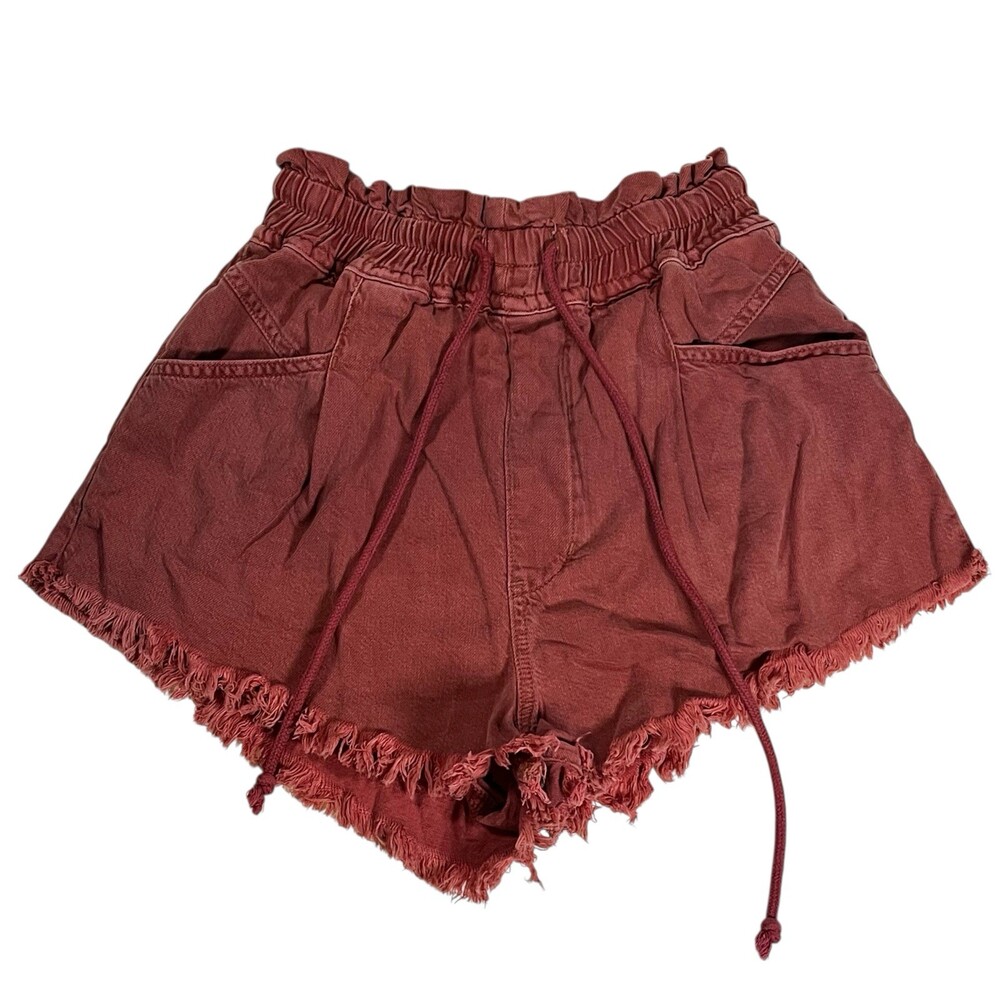 We the Free People Shorts Womens S Pull On Paperbag Tie Waist Frayed Boho